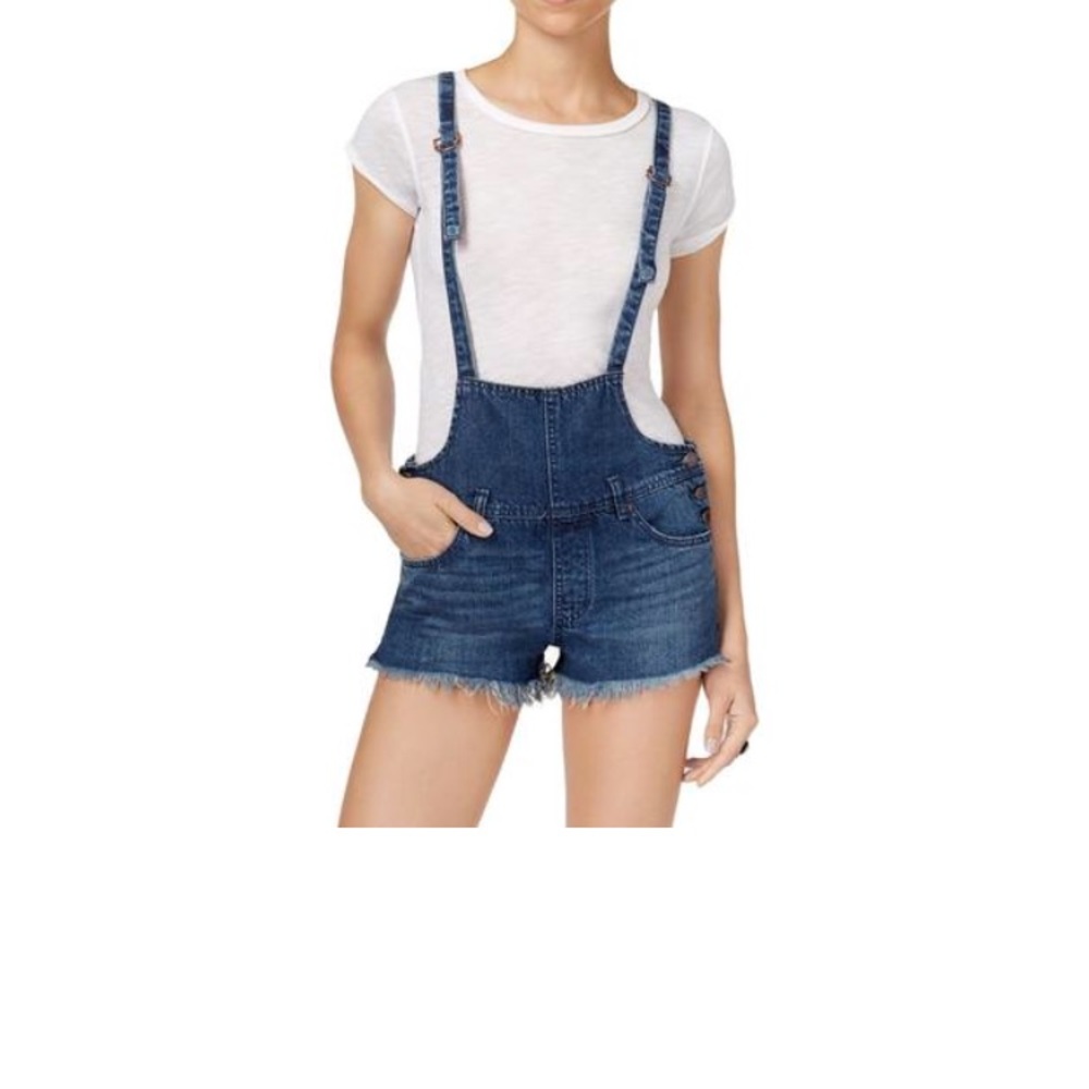We The free NWT Denim overall shorts 25 - Picture 2 of 8